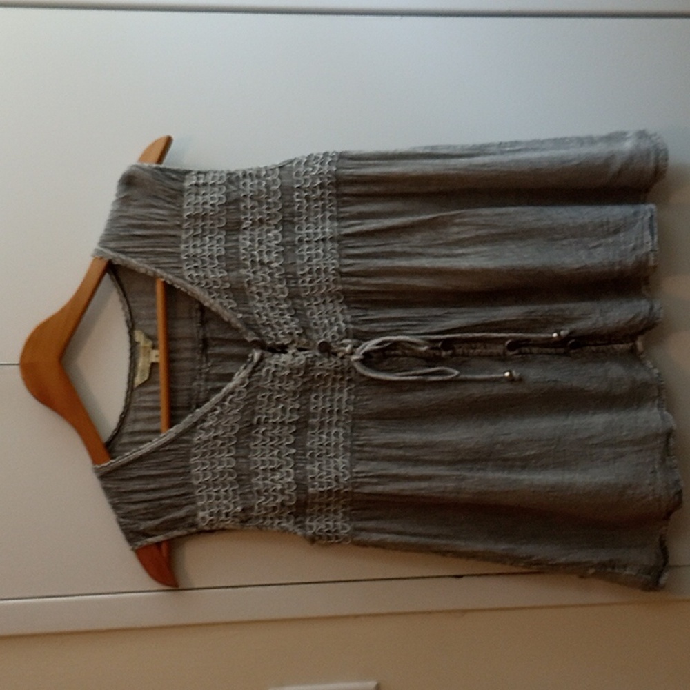 3/$25 Anandas Grey Denim Blouse